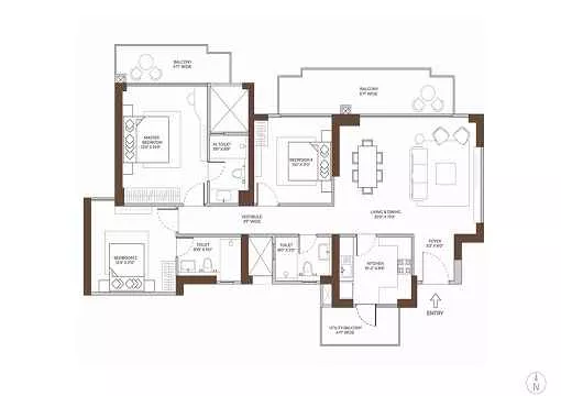 Conscient Elaira Residences Floor Plan 2 BHK