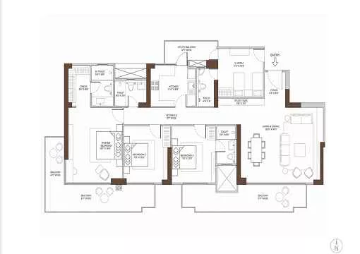 Conscient Elaira Residences Floor Plan 3 BHK